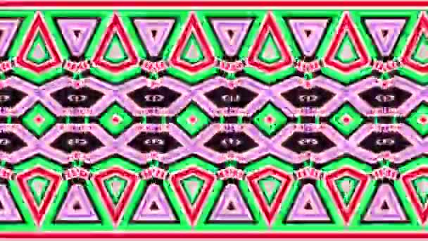 フルカラーで抽象幾何学的発光縞のパターン Mandala Green抽象的な背景の動きの写真4K 美しいフラクタルアニメーション — ストック動画