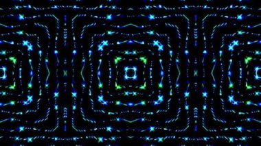 Tam rengi yöneten parlak soyut ışık, kaleydoskop, siyah arkaplan