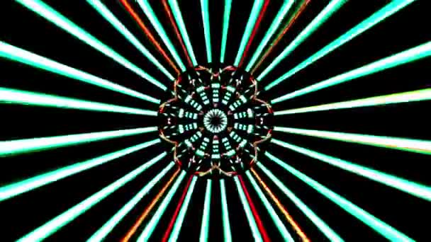 Fényes Absztrakt Fény Villogó Csíkok Készlet Teljes Szín Kaleidoszkóp — Stock videók