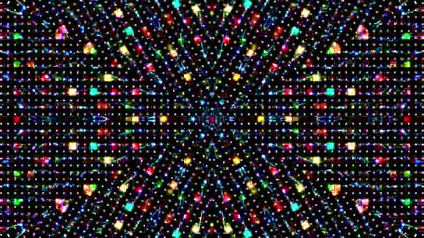 Φωτεινό Αφηρημένο Φως Τρεμοπαίζει Ραβδώσεις Που Πλήρες Χρώμα Καλειδοσκόπιο — Αρχείο Βίντεο