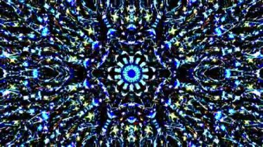 Tam rengi yöneten parlak soyut ışık, kaleydoskop, siyah arkaplan