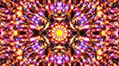 Tam rengi yöneten parlak soyut ışık, kaleydoskop, siyah arkaplan