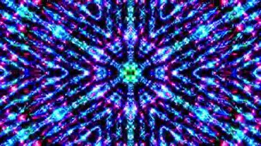 Tam rengi yöneten parlak soyut ışık, kaleydoskop, siyah arkaplan