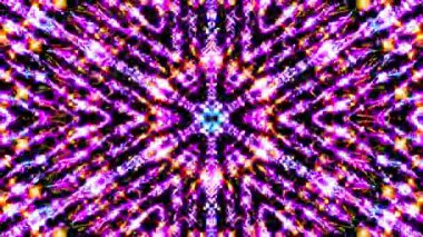 Tam rengi yöneten parlak soyut ışık, kaleydoskop, siyah arkaplan