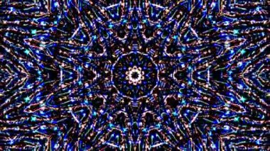 Tam rengi yöneten parlak soyut ışık, kaleydoskop, siyah arkaplan