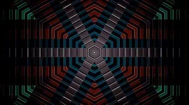 3D animasyon güzel video renkli soyut parlak ışık enerjisi 4K düz çizgi dalgaları merkezde yuvarlak ışık efekti, siyah arkaplan