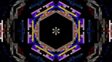 3D animasyon güzel video renkli soyut parlak ışık enerjisi 4K düz çizgi dalgaları merkezde yuvarlak ışık efekti, siyah arkaplan