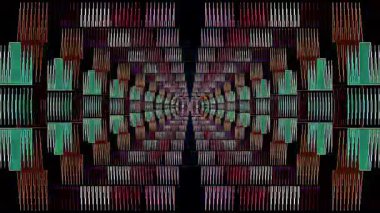 3D soyut parlak çizgiler, dalga, renkli, siyah arkaplan