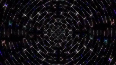 3D animasyon güzel video renkli soyut parlak ışık enerjisi 4K düz çizgi dalgaları merkezde yuvarlak ışık efekti, siyah arkaplan