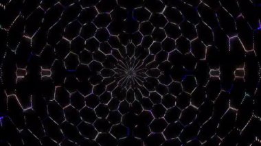 3D animasyon güzel video renkli soyut parlak ışık enerjisi 4K düz çizgi dalgaları merkezde yuvarlak ışık efekti, siyah arkaplan