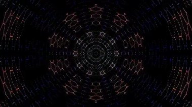 3D animasyon güzel video renkli soyut parlak ışık enerjisi 4K düz çizgi dalgaları merkezde yuvarlak ışık efekti, siyah arkaplan