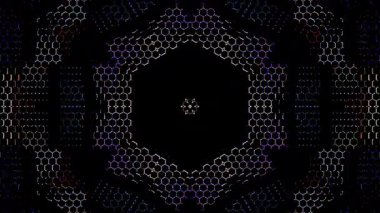 3D animasyon güzel video renkli soyut parlak ışık enerjisi 4K düz çizgi dalgaları merkezde yuvarlak ışık efekti, siyah arkaplan