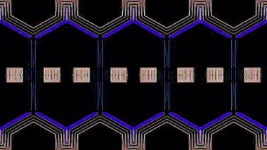 3D soyut parlak çizgiler, dalga, renkli, siyah arkaplan