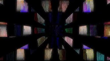 3D soyut parlak çizgiler, dalga, renkli, siyah arkaplan