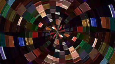 3D animasyon güzel video renkli soyut parlak ışık enerjisi 4K düz çizgi dalgaları merkezde yuvarlak ışık efekti, siyah arkaplan