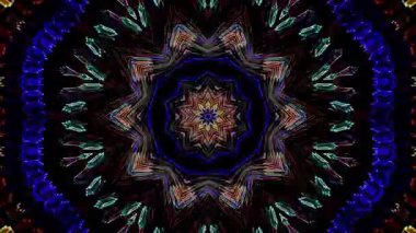 3D animasyon güzel video renkli soyut parlak ışık enerjisi 4K düz çizgi dalgaları merkezde yuvarlak ışık efekti, siyah arkaplan