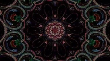 Soyut Kaleydoskop deseni tam renklerle. Sihirli mandala. 4k