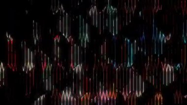 3D soyut parlak çizgiler, dalga, renkli, siyah arkaplan