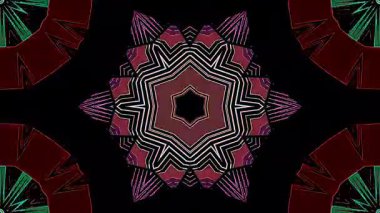 3D Animated digital abstract. Colorful curved and circular lines on black background, seamless loop