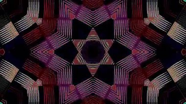 3D Animated digital abstract. Colorful curved and circular lines on black background, seamless loop