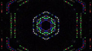 3D animasyon güzel video renkli soyut parlak ışık enerjisi 4K düz çizgi dalgaları merkezde yuvarlak ışık efekti, siyah arkaplan