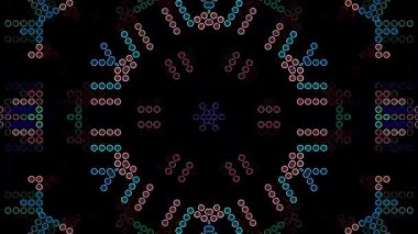 3D animasyon güzel video renkli soyut parlak ışık enerjisi 4K düz çizgi dalgaları merkezde yuvarlak ışık efekti, siyah arkaplan