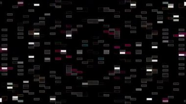 Sürekli hareket halinde dağınık ışık kareleri oluşturan gelecekçi dijital parçacıklar.