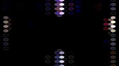 Sürekli hareket halinde dağınık ışık kareleri oluşturan gelecekçi dijital parçacıklar.