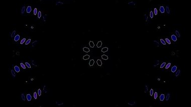 Simetrik efektler ve eşsiz sanatsal elementlerle soyut kaleydoskop arkaplanı.