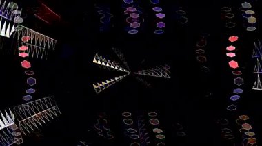 3D animasyon güzel video renkli soyut parlak ışık enerjisi 4K düz çizgi dalgaları merkezde yuvarlak ışık efekti, siyah arkaplan