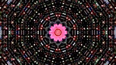 3D animasyon güzel video renkli soyut parlak ışık enerjisi 4K düz çizgi dalgaları merkezde yuvarlak ışık efekti, siyah arkaplan