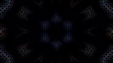 Fütürist dijital parçacıklar sürekli hareket halinde yayılan bir ışık kutusu oluştururlar.