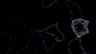 Fütürist dijital parçacıklar sürekli hareket halinde yayılan bir ışık kutusu oluştururlar.