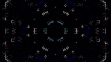 Simetrik geometrik şekilli ve modern kaleydoskop hareketli geleceksel arkaplan videosu.