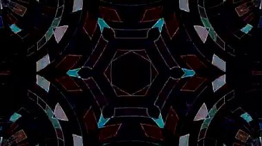 Simetrik geometrik şekilli ve modern kaleydoskop hareketli geleceksel arkaplan videosu.