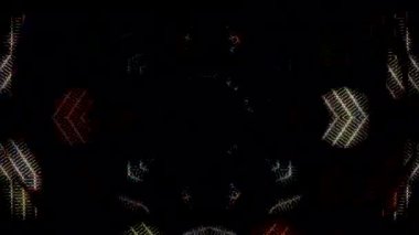Simetrik geometrik şekilli ve modern kaleydoskop hareketli geleceksel arkaplan videosu.