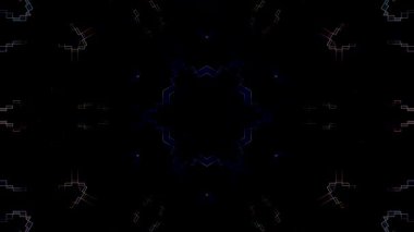 3D animasyon güzel video renkli soyut parlak ışık enerjisi 4K düz çizgi dalgaları merkezde yuvarlak ışık efekti, siyah arkaplan