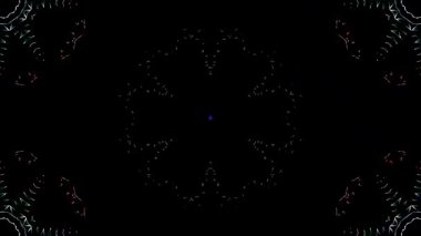 Simetrik geometrik şekilli ve modern kaleydoskop hareketli geleceksel arkaplan videosu.