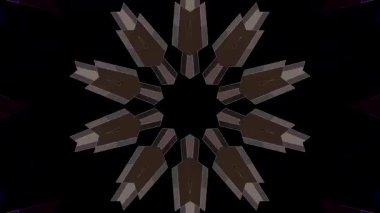 Derin kırmızı ve mavi tonlarda simetrik geometrik desenler içeren soyut kaleydoskop animasyonu geleceksel bir görsel etki yaratır.