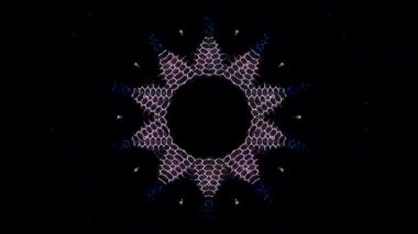 3D animasyon güzel video renkli soyut parlak ışık enerjisi 4K düz çizgi dalgaları merkezde yuvarlak ışık efekti, siyah arkaplan