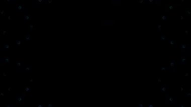 3D animasyon güzel video renkli soyut parlak ışık enerjisi 4K düz çizgi dalgaları merkezde yuvarlak ışık efekti, siyah arkaplan