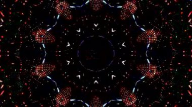 Simetrik geometrik şekilli ve modern kaleydoskop hareketli geleceksel arkaplan videosu.