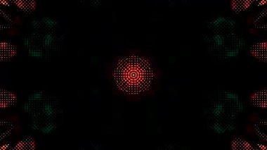 Simetrik geometrik şekilli ve modern kaleydoskop hareketli geleceksel arkaplan videosu.