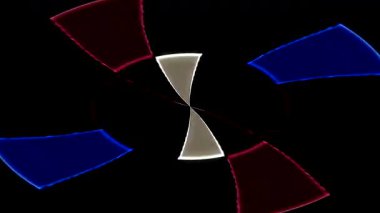 3D animasyon güzel video renkli soyut parlak ışık enerjisi 4K düz çizgi dalgaları merkezde yuvarlak ışık efekti, siyah arkaplan