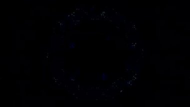 Derin kırmızı ve mavi tonlarda simetrik geometrik desenler içeren soyut kaleydoskop animasyonu geleceksel bir görsel etki yaratır.