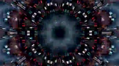 3D animasyon güzel video renkli soyut parlak ışık enerjisi 4K düz çizgi dalgaları merkezde yuvarlak ışık efekti, siyah arkaplan