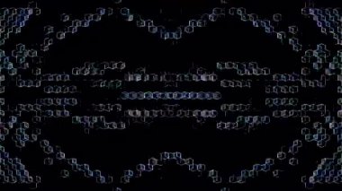 3D shining bright dots set colorful line wave motion, on black background