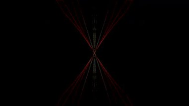 Gök mavisi eğimleri ve geometrik aksanlarıyla dinamik dijital simetri oluşturan gelecekçi kaleydoskop deseni.