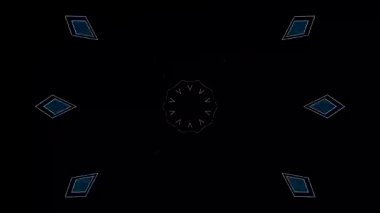 3D animasyon güzel video renkli soyut parlak ışık enerjisi 4K düz çizgi dalgaları merkezde yuvarlak ışık efekti, siyah arkaplan