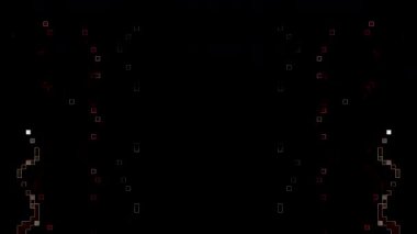 3D shining bright dots set colorful line wave motion, on black background